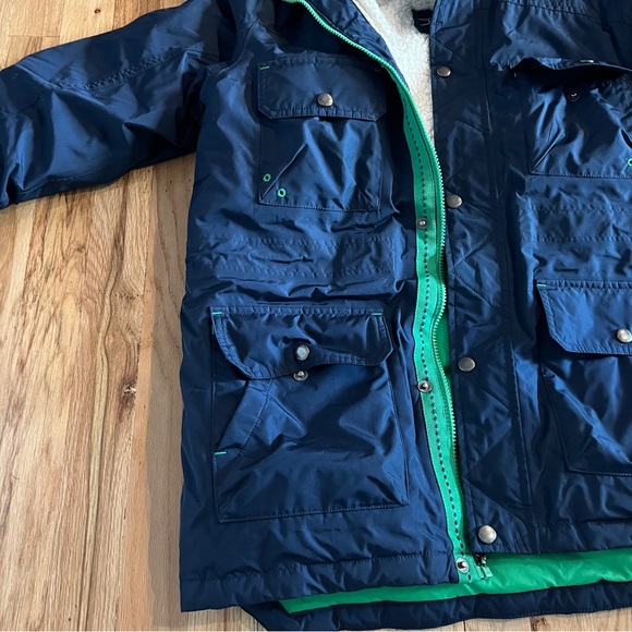 Boys Lands' End kids expedition down winter parka navy blue green L womens small - Picture 5 of 5